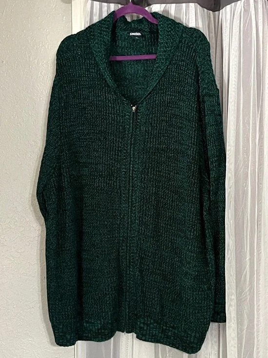 Kingston Deep Green Zip Front Shawl Collar Cardigan - Picture 1 of 3